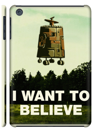 Футуристический летательный аппарат с колёсиками в лесу I Want To Believe - Наклейки на Чехол матовый для iPad Mini, страница 16