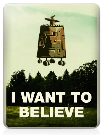 Футуристический летательный аппарат с колёсиками в лесу I Want To Believe - Наклейки на iPad, страница 56
