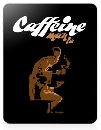Caffeine mania/Кофеиномания минимализм ретро плакат с силуэтами бариста и чашки - Наклейки на iPad, страница 56