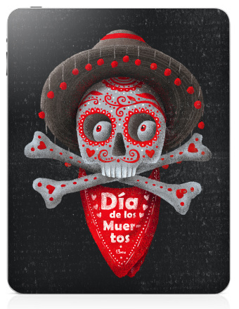Череп с сомбреро Día de los Muertos яркий арт - Наклейки на iPad, страница 51