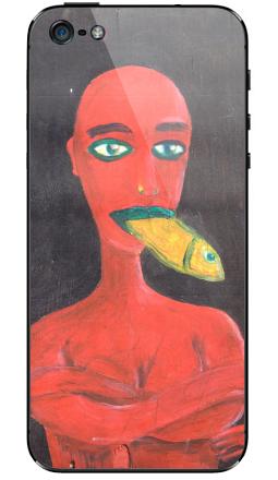 Red woman with a fish in his mouth - Виниловые наклейки на iPhone 5 - купить в Москве, страница 40