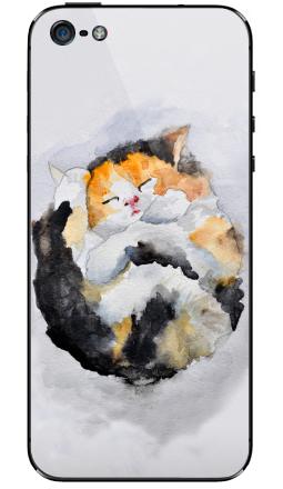 Акварельный сон: спящий котёнок в уюте - Виниловые наклейки на iPhone 5 - купить в Москве, страница 38