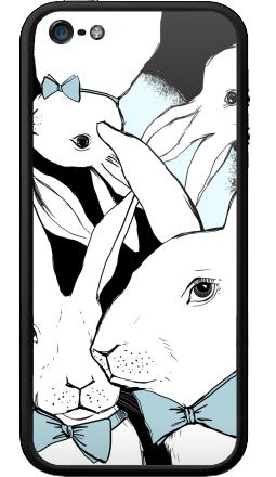 Графичная композиция белых кроликов с голубыми бантиками - Бампер на iPhone 5, 5S, страница 26
