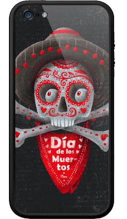 Череп с сомбреро Día de los Muertos яркий арт - Бампер на iPhone 5, 5S, страница 29