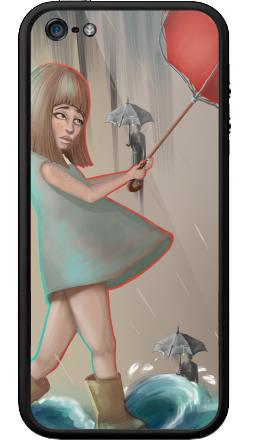 Девушка в бурю с ярким красным зонтом и жёлтыми сапогами - Бампер на iPhone 5, 5S, страница 32