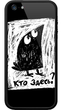 Черная птица выглядывает из белого с текстом кто здесь - Бампер на iPhone 5, 5S, страница 33