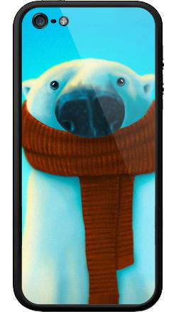 Белый медведь в уютном шарфе теплого терракотового - Бампер на iPhone 5, 5S, страница 32