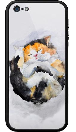Акварельный сон: спящий котёнок в уюте - Бампер на iPhone 5, 5S, страница 25