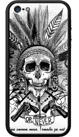 Монохромная графика с черепом и индейским кокошником - Бампер на iPhone 5, 5S, страница 27
