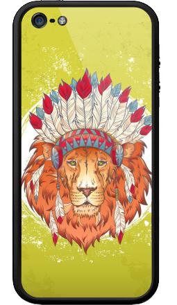 Стильный портрет льва с индейским головным убором - Бампер на iPhone 5, 5S, страница 24