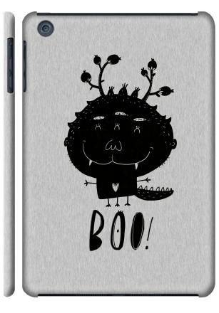 Милый черно-белый монстр с надписью BOO! - Наклейки на Чехол матовый для iPad Mini