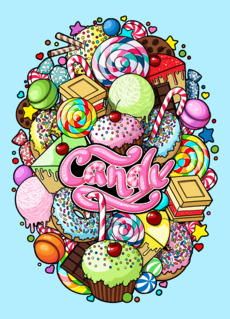 Яркое яйцо из сладостей Candy в стиле поп-арт - Купить футболки победителей, Новинки, страница 84 