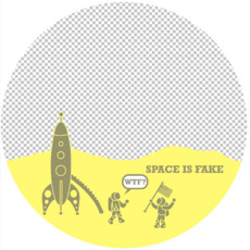 Ироничная сцена космической высадки астронавты ракета SPACE IS FAKE - Купить футболки победителей, Новинки, страница 87 