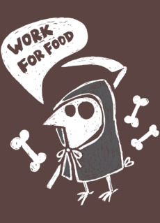Мрачный жнец птица крошечная в балахоне WORK FOR FOOD
