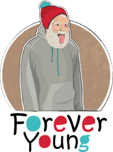 Веселый старик Forever Young с яркой шапкой