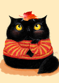 Кот и листик