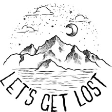 Стильный принт «Let’s Get Lost» с горным пейзажем