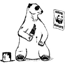 White Polar Bear Paints Itself Black To Look Like Panda / Спаси Природу Сейчас
