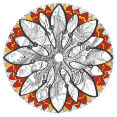 Mandala/Мандала симметричный зентангл узор для созерцания медитативного черно белого