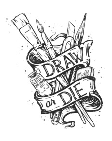Винтажный арт-плакат «DRAW or DIE» - Купить футболки победителей, Новинки, страница 72 