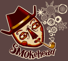 Smokehead Дымоголовый задумчивый мужчина курит трубку узоры дыма
