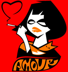 футболка Стильная женщина с дымом в форме сердца AMOUR | © maryjane.ru - авторские футболки