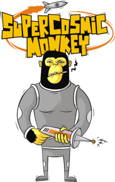 Горилла космонавт в ретро шлеме с бластером MONKEY СУПЕРКОСМИЧЕСКАЯ ОБЕЗЬЯНА