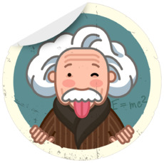 Веселый Эйнштейн с языком и формулой E=mc²