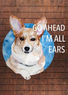 Акварельный корги «Go Ahead I'm All Ears» - Купить футболки победителей, Новинки, страница 56 