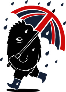 Милый лохматый монстрик с зонтом Union Jack - Купить футболки победителей, Новинки, страница 93 