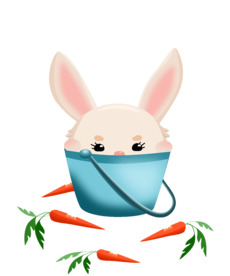 Милый кролик в ведерке — kawaii иллюстрация - Купить футболки победителей, Новинки, страница 10 